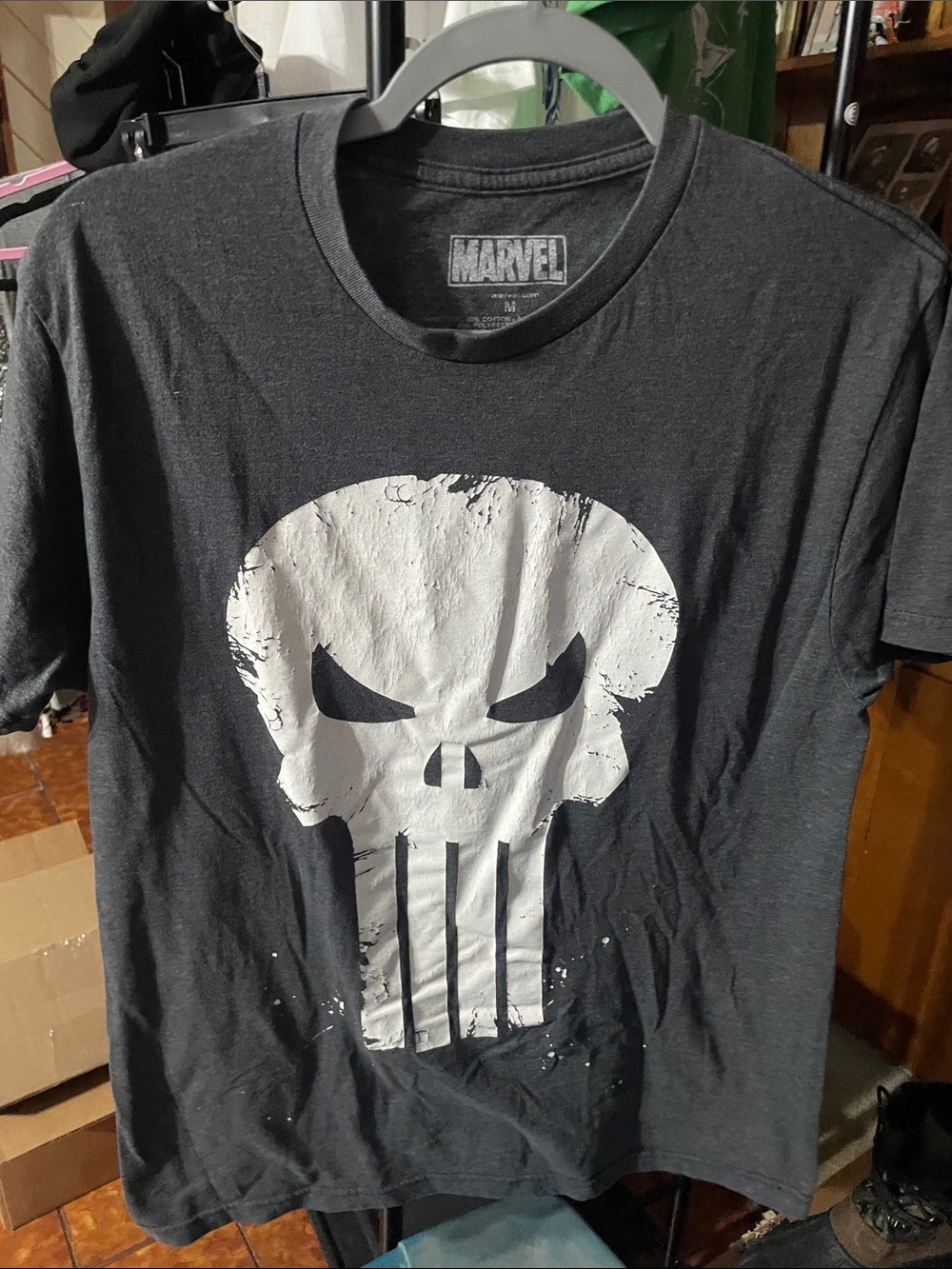 Marvel Black Short-Sleeve Tee with White Punisher Skull